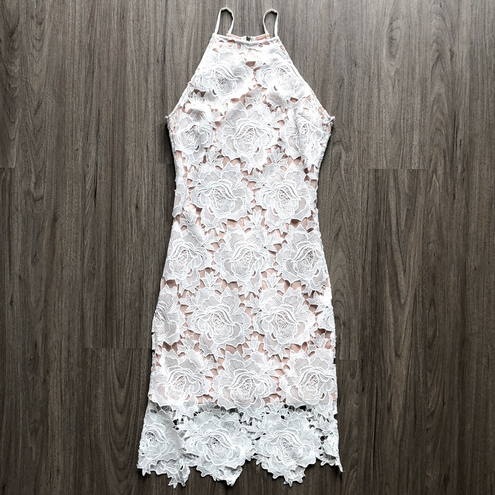 White Halter Rose Dress